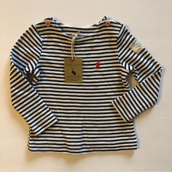 Joules set of two long sleeved tee shirts size 3-6 months navy blue and white - Picture 2 of 6